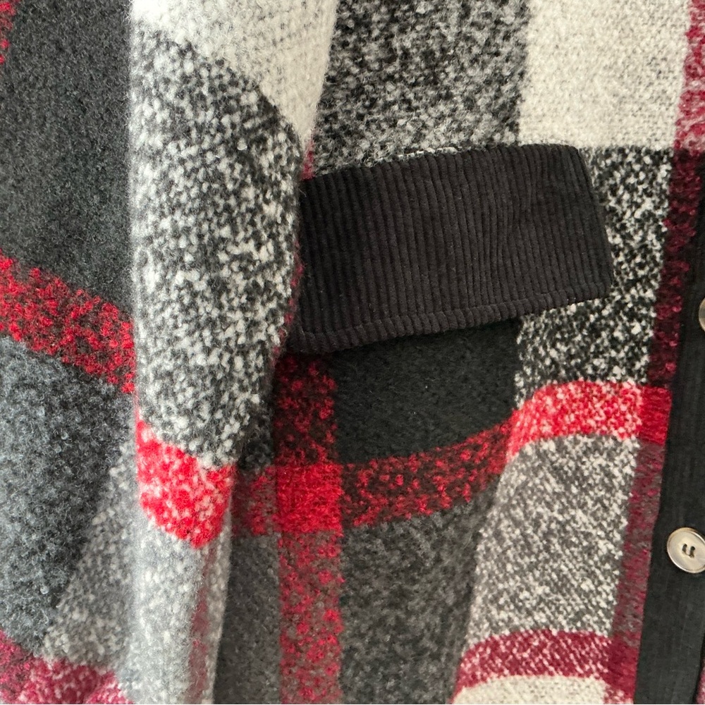 DAVI & DANI Oversized Plaid Shacket Button Up Wool Blend Textured Flannel Jacket - Picture 2 of 16